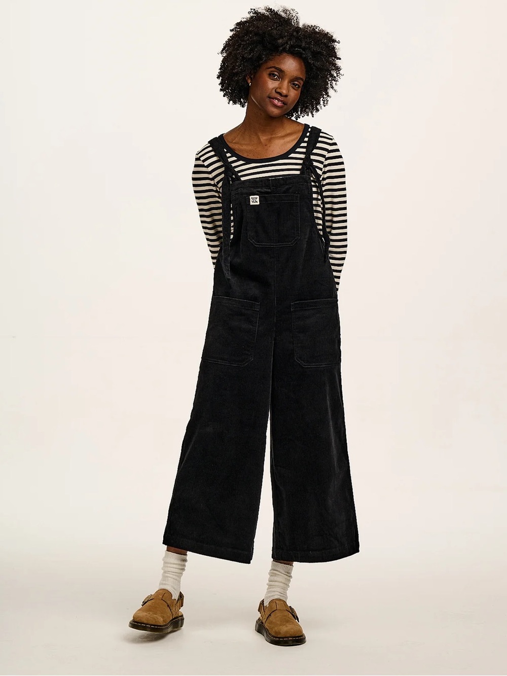 {12} Lucy and Yak Jenny - Wide Leg Corduroy Dungarees in Black